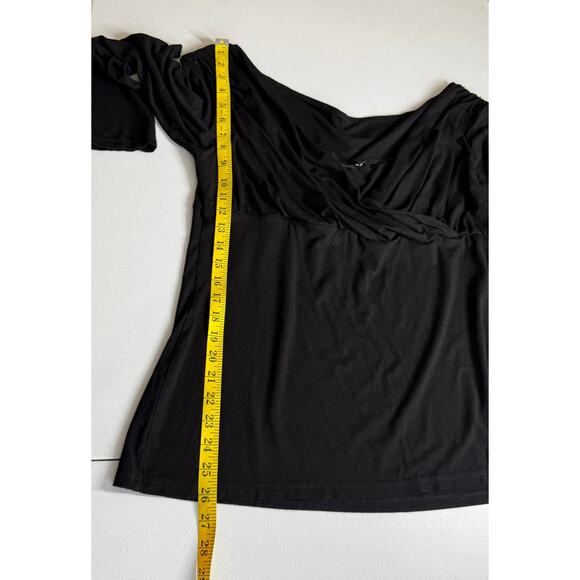 Asos Design Top Womens 18 Black Long Sleeve Surplice Neck Whimsigoth Flattering - Picture 5 of 9